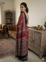 AJRAKH Printed Modal Silk Saree