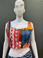 Kantha Hand Stitched Crop Top Blouse