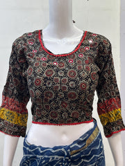 AJRAKH Padded Blouse with Mirror Work