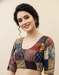 Patchwork AJRAKH Printed Cotton Blouse