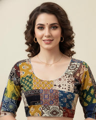Patchwork AJRAKH Printed Cotton Blouse