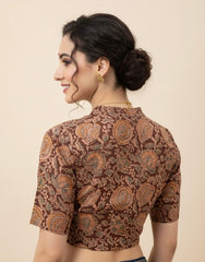 Kalamkari Hand Block Printed Blouse in Khadi