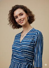 Indigo Dyed Wrap Around Dress