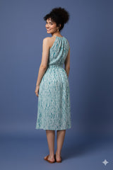 Shibori Art Dyed Halter Neck Dress
