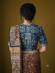 Indigo Dyed Hand Block Printed Mul Cotton Blouse