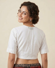 Plain White Cotton Flex Khadi Blouse