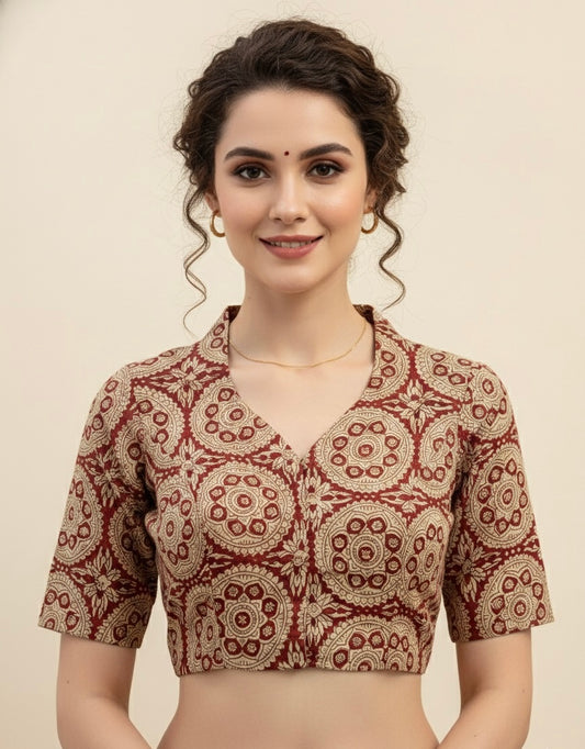 Kalamkari Hand Block Printed Cotton Blouse