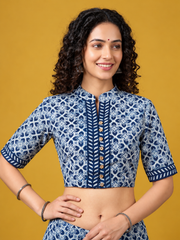 Indigo Dyed Hand Block Printed Blouse