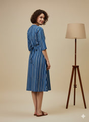 Indigo Dyed Wrap Around Dress