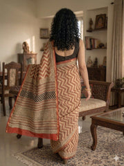 Hand Block Printed Chanderi Silk Saree