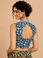 Indigo Dyed Hand Block Printed Blouse