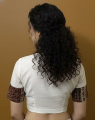 Cotton Flex Khadi Collared Blouse with Patchwork