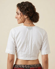Plain White Cotton Flex Khadi Blouse