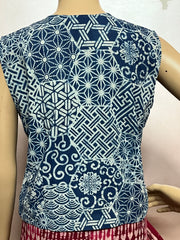 Indigo Hand Block Printed Jacket Blouse