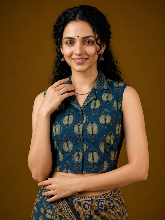 AJRAKH Hand Block Printed Blouse