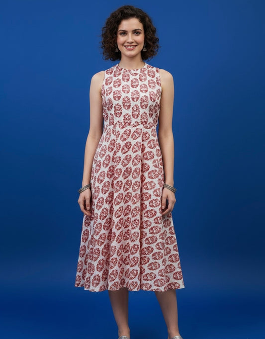 Hand Block Printed Halter Neck Dress