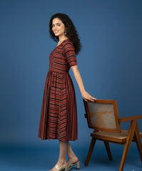 Hand Block Printed AJRAKH Modal Dress