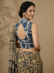 Indigo Dyed Hand Block Printed Collared Blouse