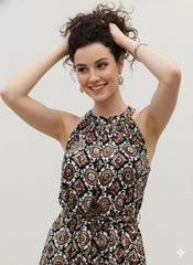 Modal Halter Neck Kalamkari Dress