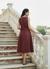 Hand Block Printed Sleeve Less Dress