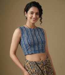 Indigo Dyed Hand Block Printed Blouse