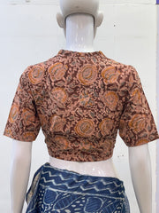 Kalamkari Hand Block Printed Blouse in Khadi