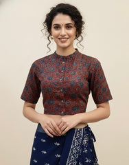 AJRAKH Hand Block Printed Cotton Blouse