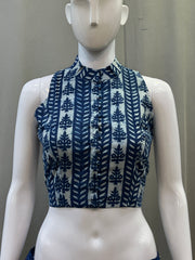 Indigo Dyed Hand Block Printed Blouse