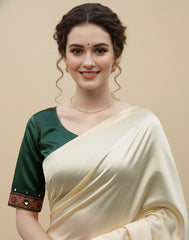 Ajrakh Mashru Silk Mirror Work Padded Blouse