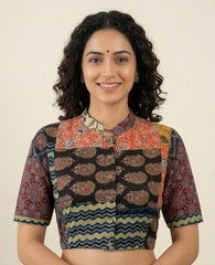 Patchwork AJRAKH Printed Cotton Blouse