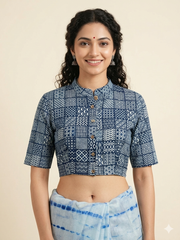 Indigo Dyed Hand Block Printed Blouse