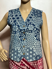 Indigo Hand Block Printed Jacket Blouse