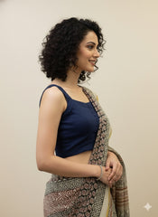 Navy Cotton Flex Blouse