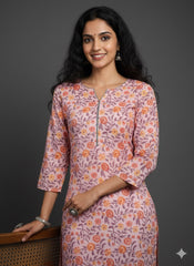 Hand Block Printed Mul Cotton Kurti