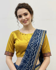 Ajrakh Mashru Silk Mirror Work Padded Blouse