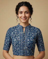 Indigo Dyed Hand Block Printed Blouse