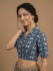 Indigo Dyed Hand Block Printed Blouse
