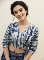Indigo Wrap Blouse