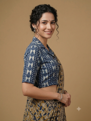 Indigo Dyed Hand Block Printed Blouse