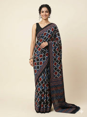 AJRAKH Printed Modal Silk Saree
