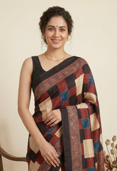 AJRAKH Printed Modal Silk Saree