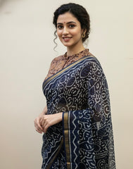 Kalamkari Hand Block Printed Blouse in Khadi