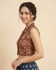 Kalamkari Hand Block Printed Collared Blouse