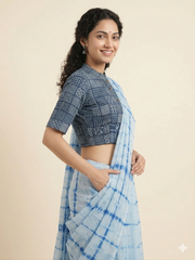 Indigo Dyed Hand Block Printed Blouse