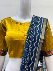 Ajrakh Mashru Silk Mirror Work Padded Blouse