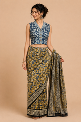 Indigo Dyed Hand Block Printed Blouse