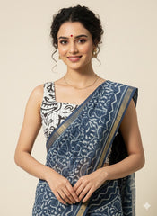 INDIGO Dyed Kota Doriya Saree