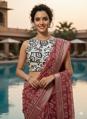 DABO Printed Cotton Linen Saree