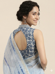 Indigo Dyed Hand Block Printed Collared Blouse