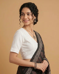 Plain White Cotton Flex Khadi Blouse